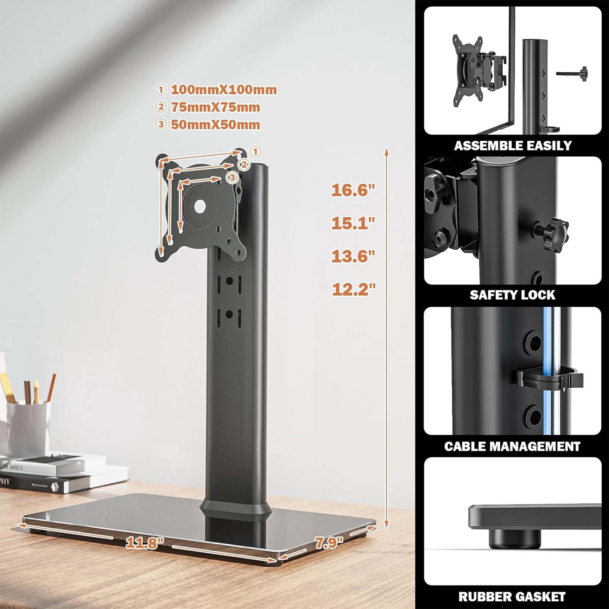 TV and Computer Monitor Stand  Adjustable Riser for Screen Elevation and Desk Organization