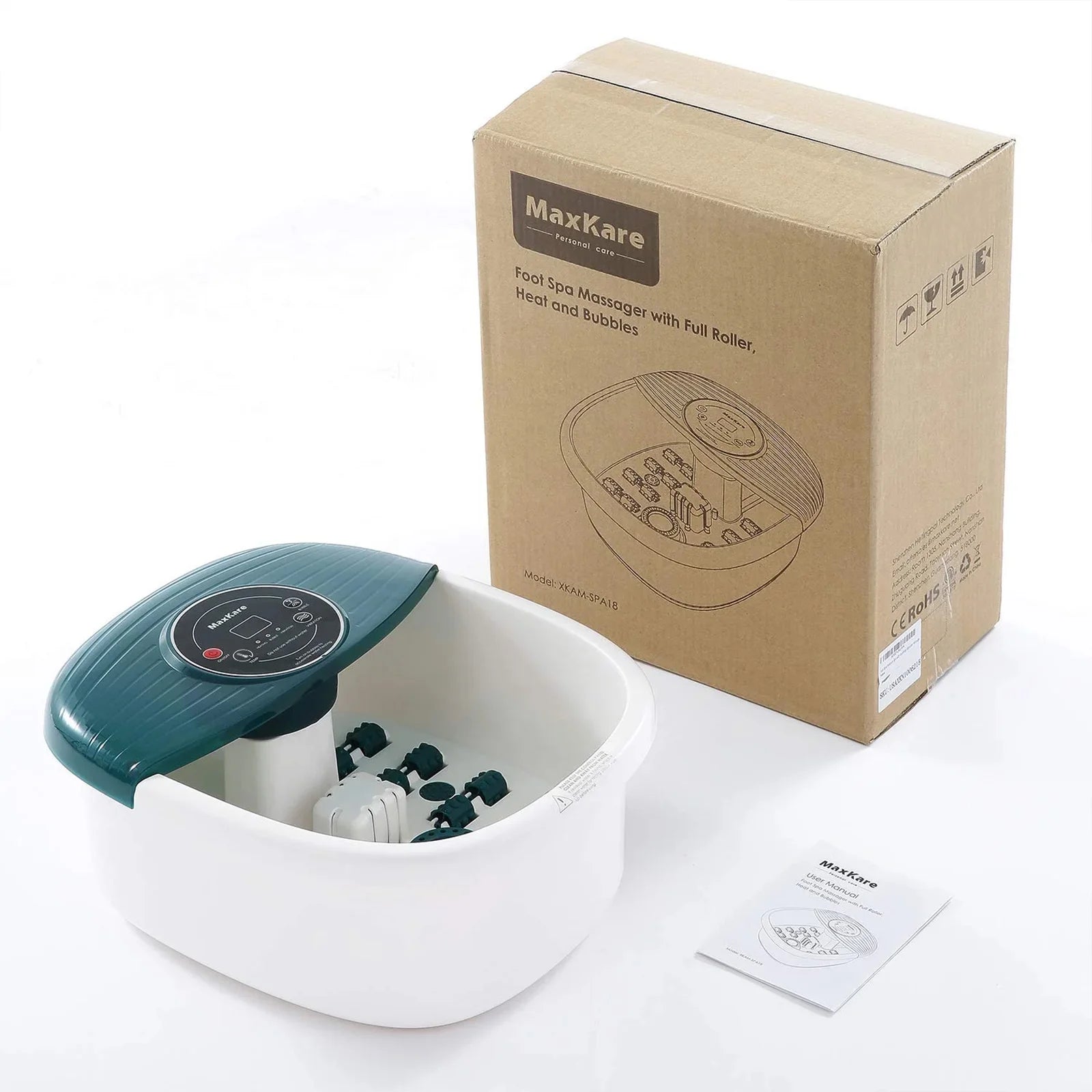 Foot Spa Massager  Heated Bubble Bath with Vibration and Rollers for Relaxation