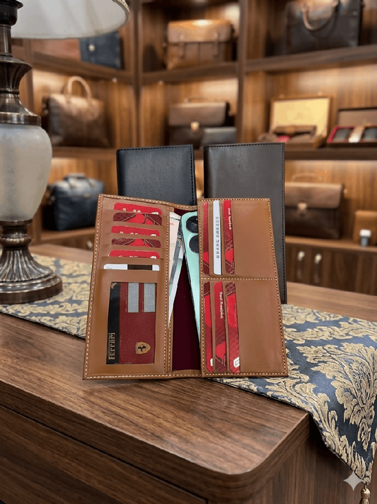Premium Genuine Leather Long Wallet For Men Women Black