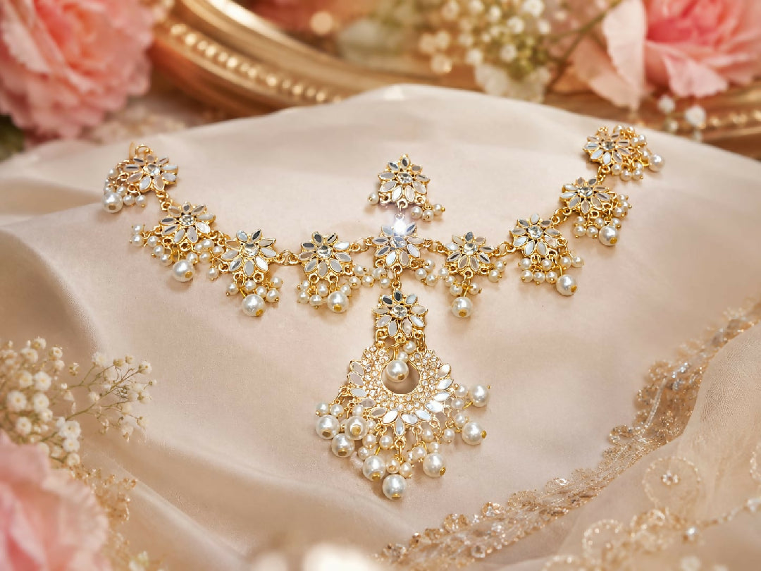 Elegant Pearl Matha Patti Set for Women