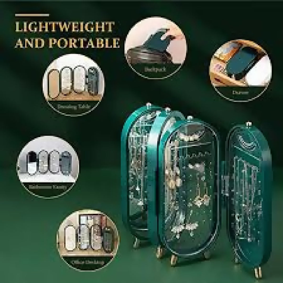 Foldable Jewelry Organizer With Mirror Earrings and Necklace Hanging Holder Beautiful Dustproof Display Jewellery Box