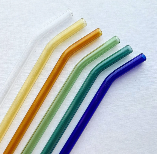 Glass Straw Multi Color 7 Piece