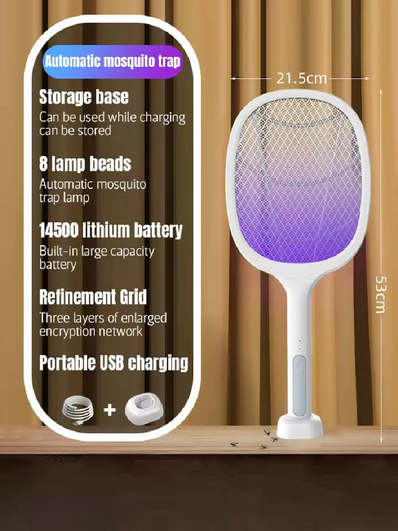 2 In 1 Electric Mosquito Killer UV Light LED Lamp Rechargeable Mosquito Trap Racket Anti Insect Bug Zapper