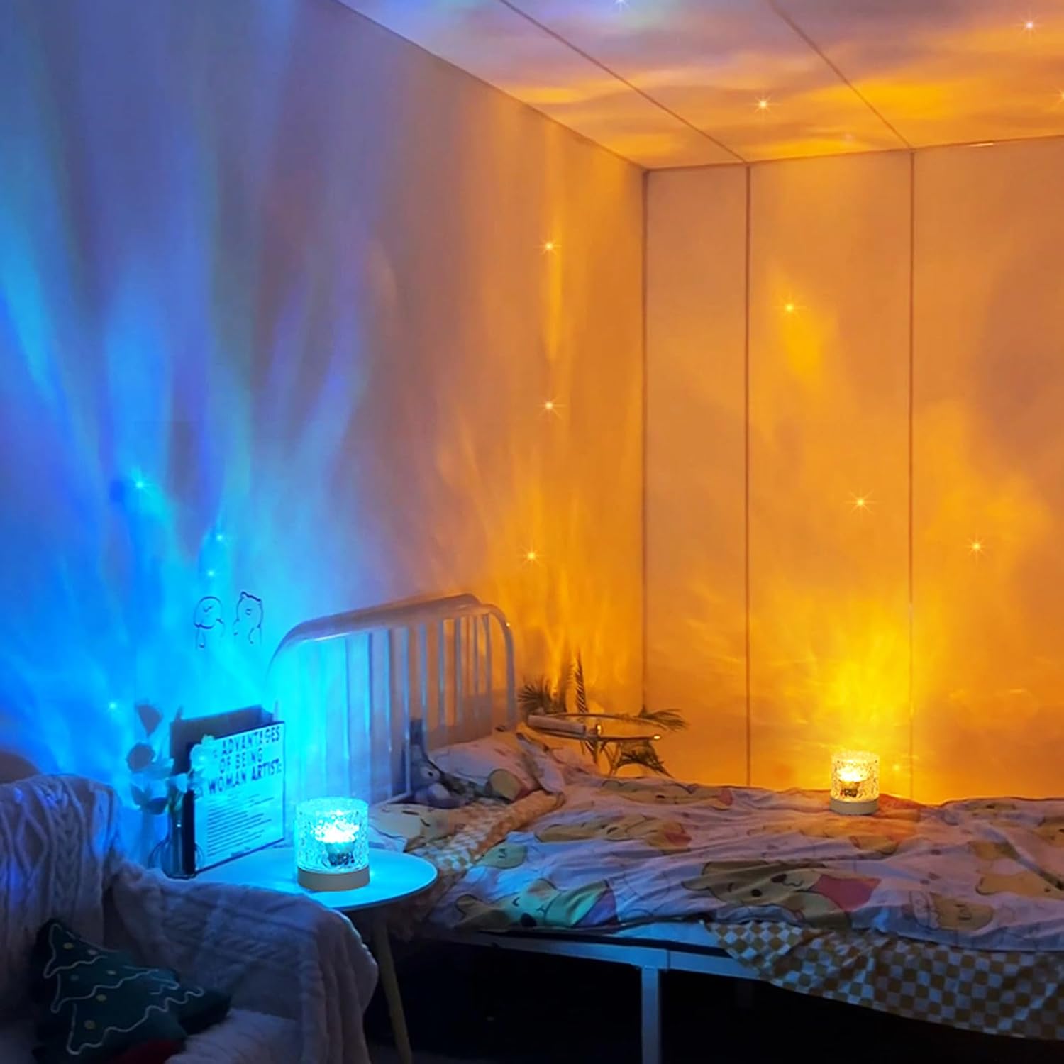 Water Ripple Lamp | 16-Color Rotating LED Night Light with Remote