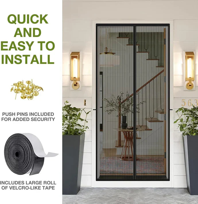 (Free Deliverey) Mosquito Door Net Mesh Screen – Magnetic Hands Free Closer