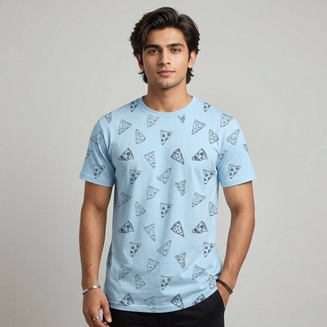 Short Sleeves T-shirt | Pizza Slices | Blue