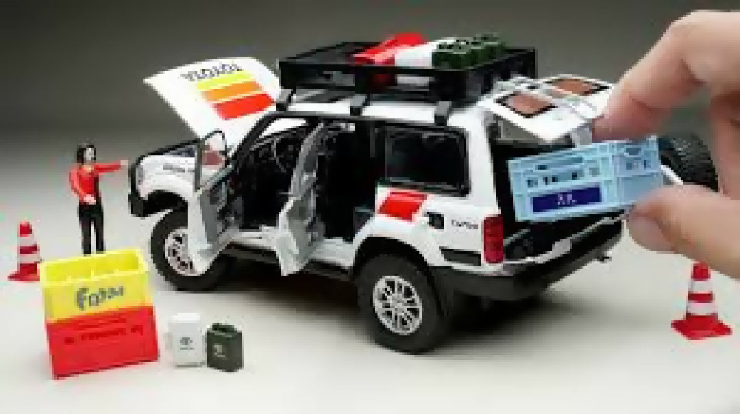 Toyota Land Cruiser LC80 Model Car Sports Car Alloy Metal Pull Back Car Diecast Metal Pullback Toy Car with Openable Doors and Light Music Toys for Kids Random Color