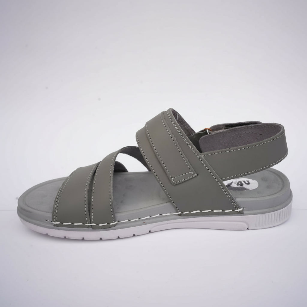 Leather sandals for men colour grey