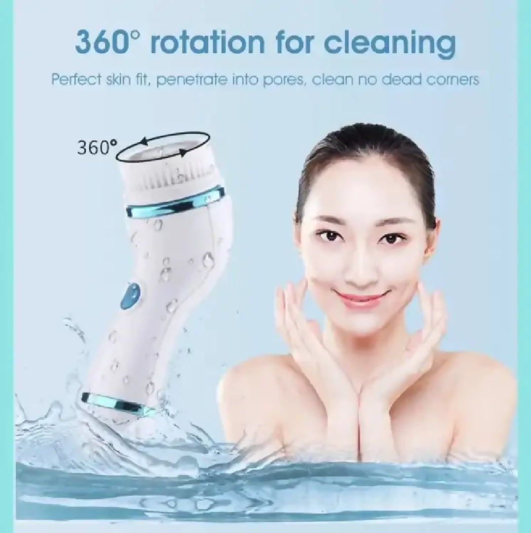 Cnaier 4 in 1 Electric Cleanser Facial Cleansing Brush Massager Face Brush Set Electric Rotating Face Scrubber for Deep Cleaning Exfoliating Blackhead Removing