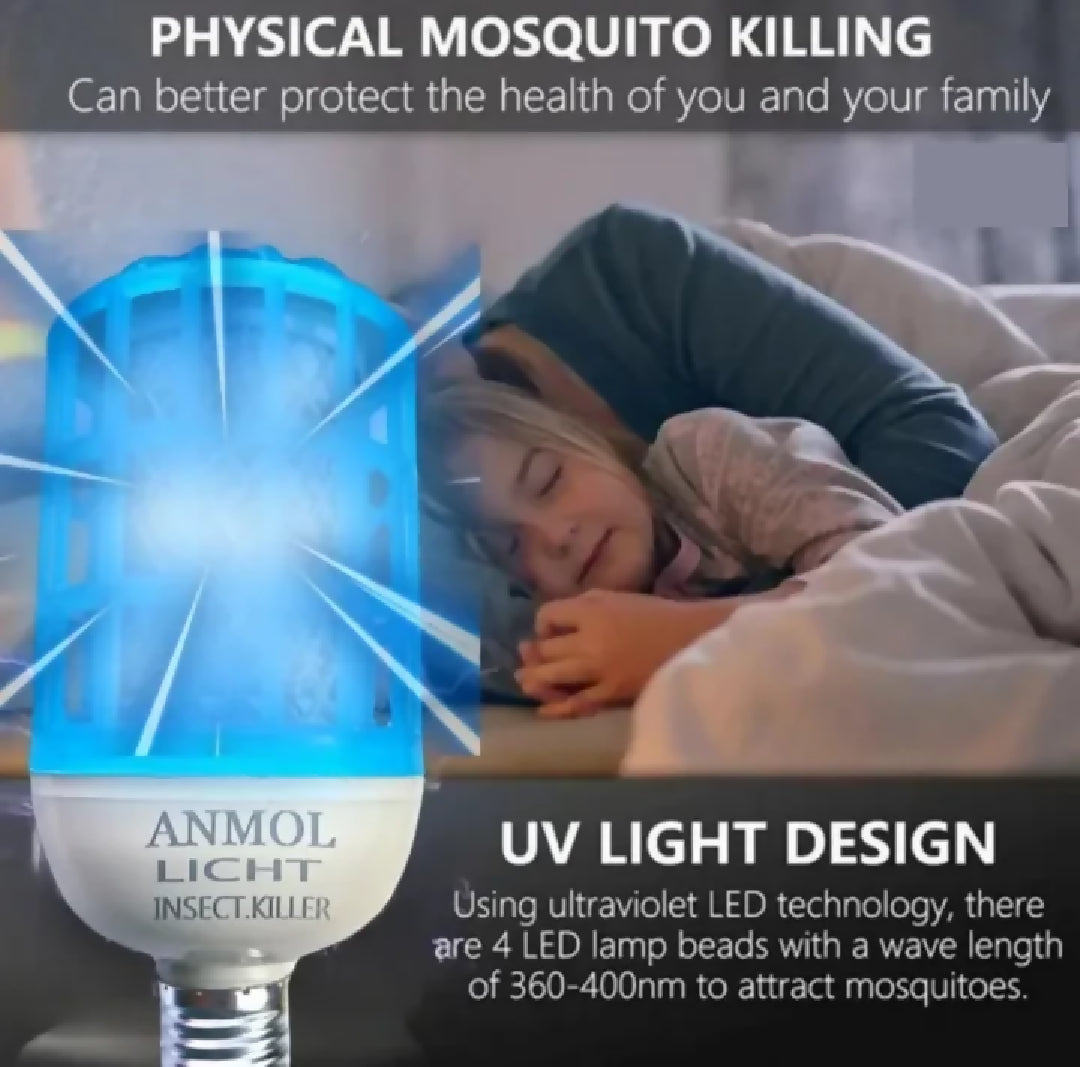Original AND Best Quality Anmol Light insect Killer Bulb Attracts- Mosquito with Blue LED Light Bulb OR Anti Mosquito Light Killer Device Electric mosquito killer Lamp AND Isect killer Bulb