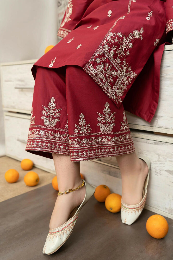 3PC LAWN EMBROIDERED SHIRT WITH MANAAR PRINTED DUPATTA AND EMBROIDERED TROUSER - HZG1595
