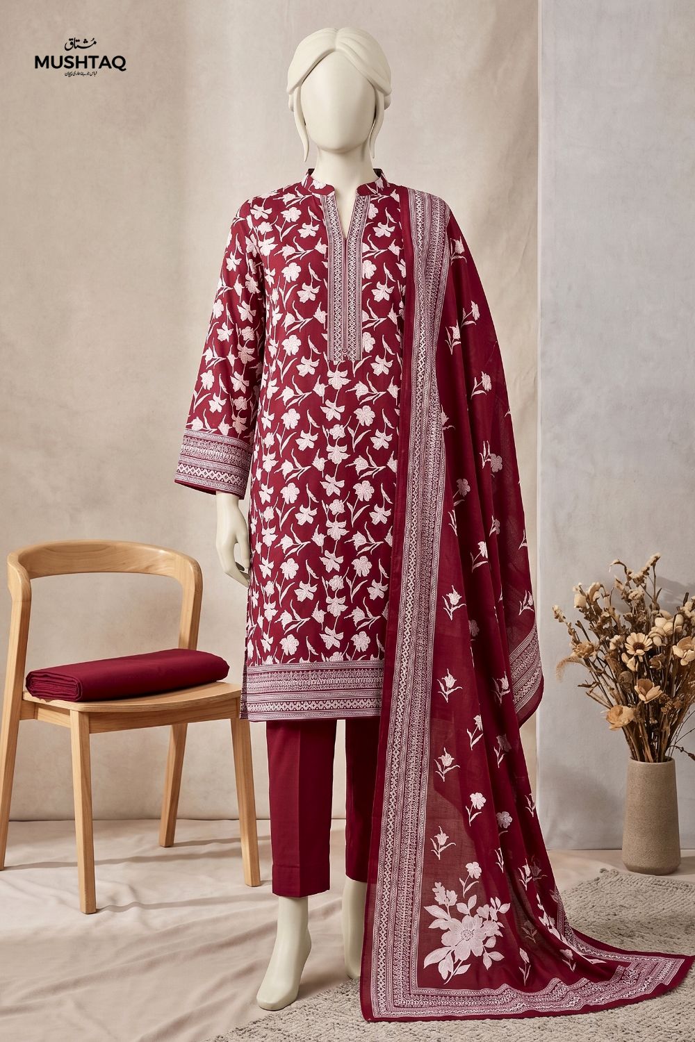 Mushtaq Rawaa Collection 3Pcs Unstitched Printed Lawn Desgin - 3