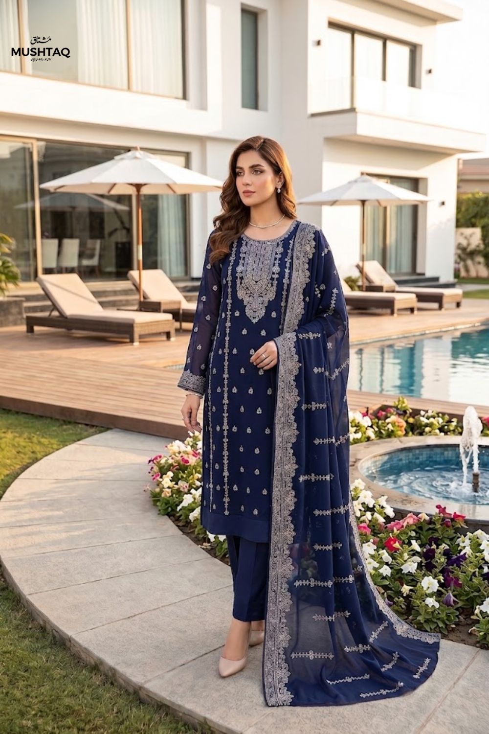 Mushtaq 4PCS Embroidered Chiffon Collection Desgin - 3