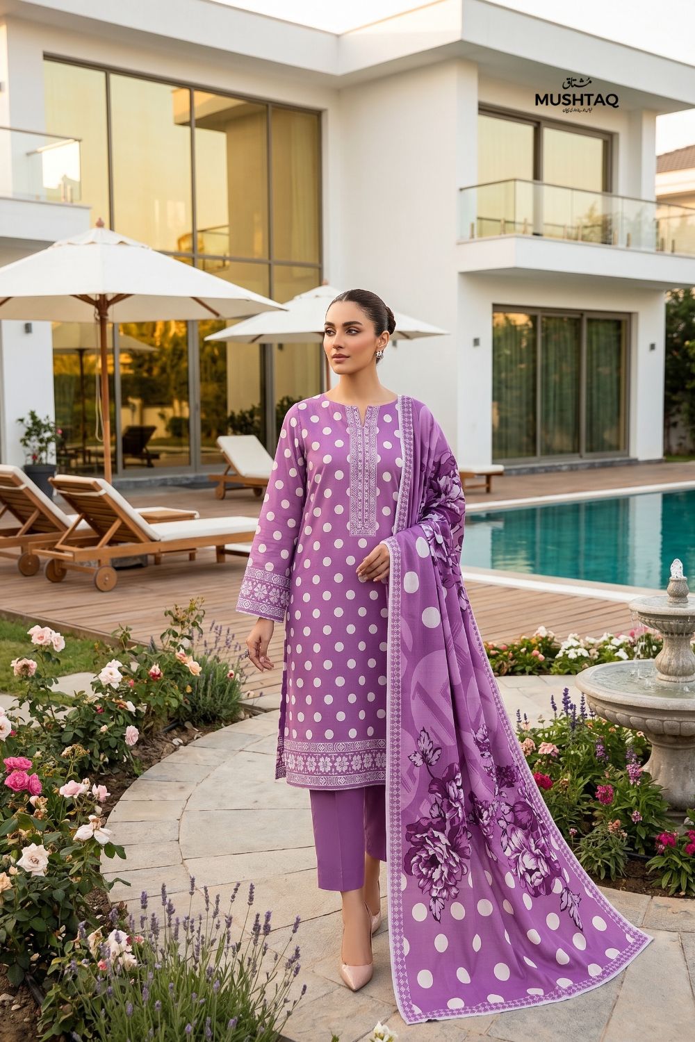 Mushtaq 3Pcs Unstitched Printed Lawn Zayra Collection Desgin - 3