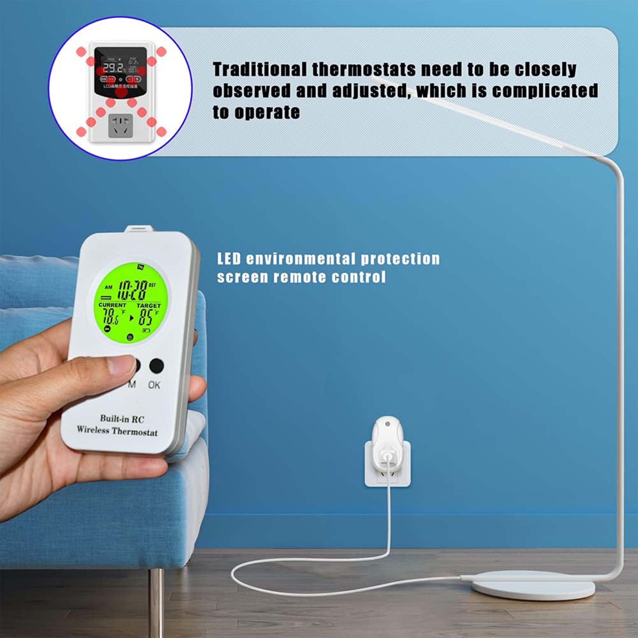 Wireless Thermostat  Smart Digital Temperature Controller for Home Heating and Cooling