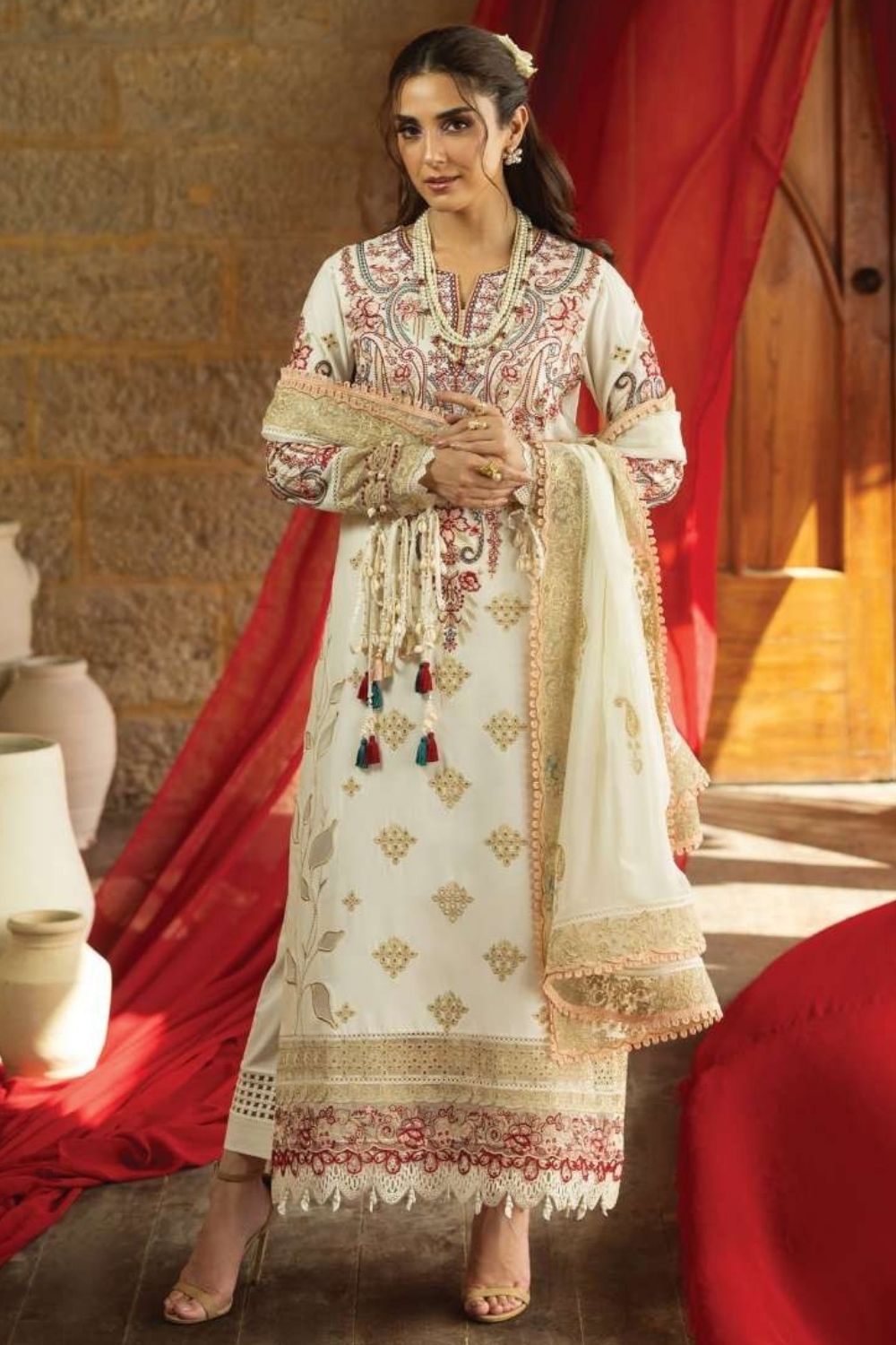 Imrozia | Serene 3 Pc Unstitched Embroidered Lawn Suit  SL-150 Areeba