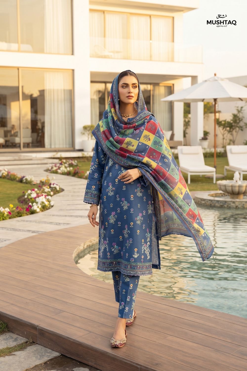 Mushtaq 3Pcs Unstitched Printed Lawn Naari Collection Desgin - 3