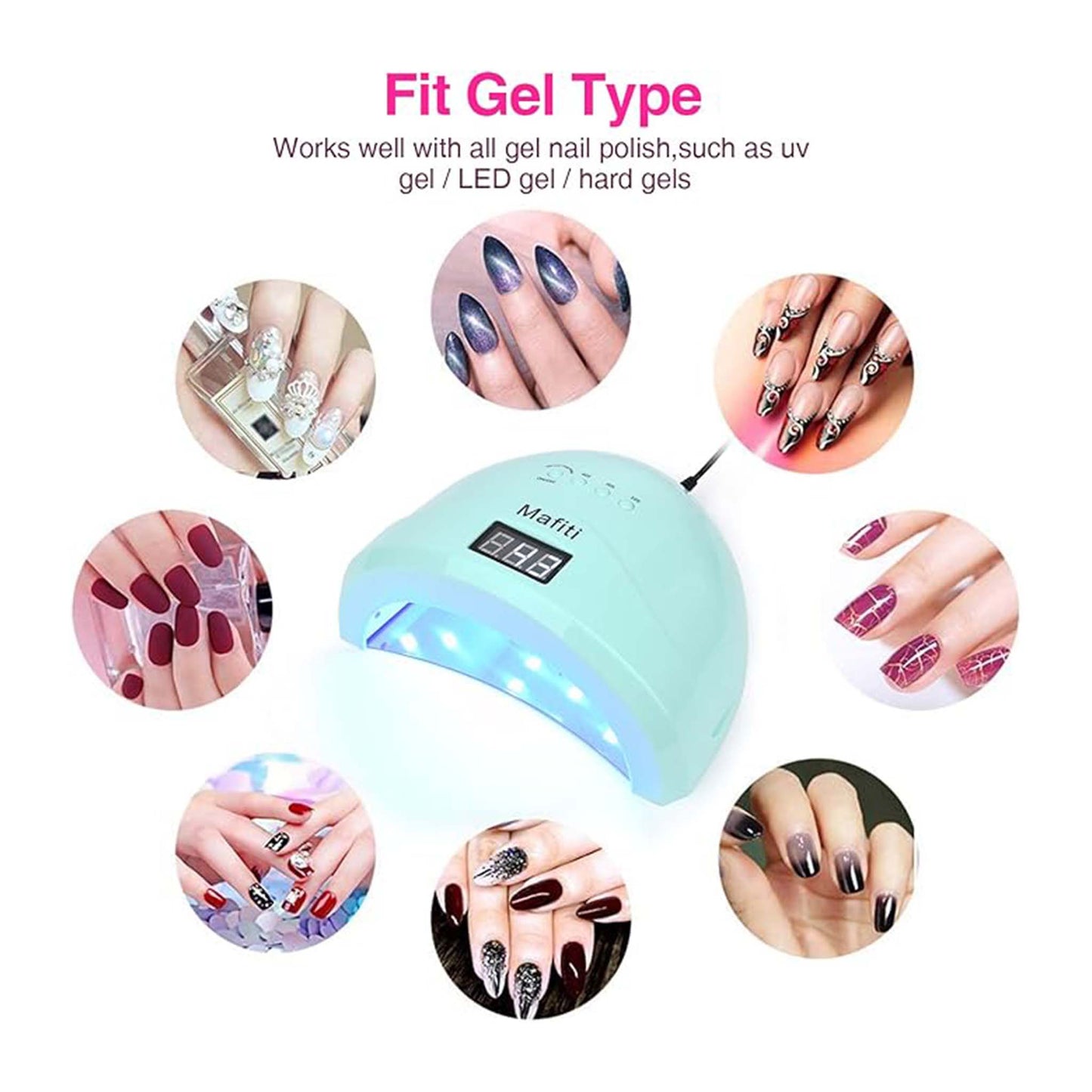 UV LED Nail Lamp Dryer  Professional Gel Polish Curing Light for Manicure and Pedicure