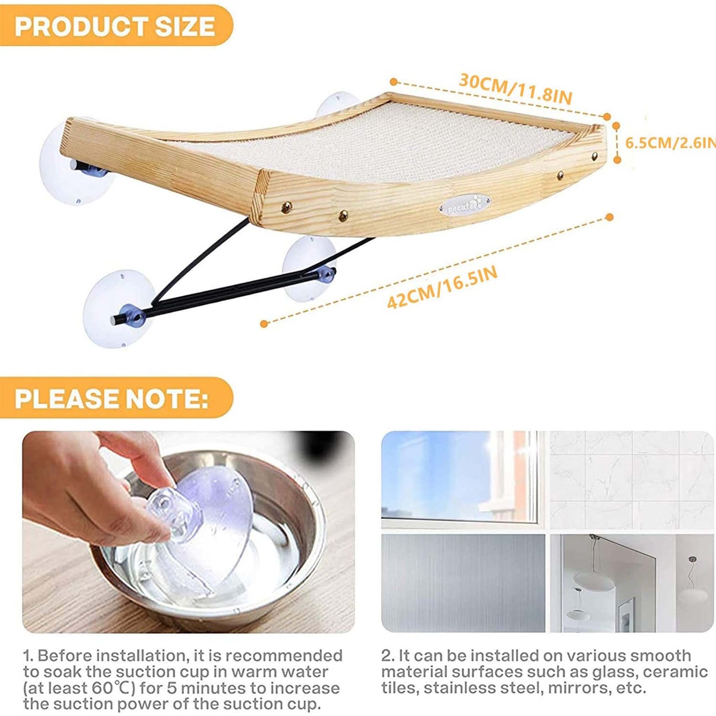 Cat Window Perch  Hammock  Strong Suction Cup