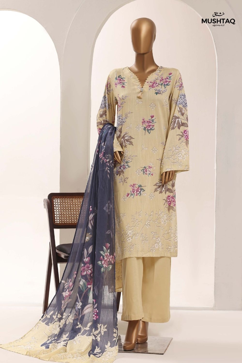 Mushtaq 3Pcs Stitched Printed Lawn Sadabahar Collection Desgin - 4