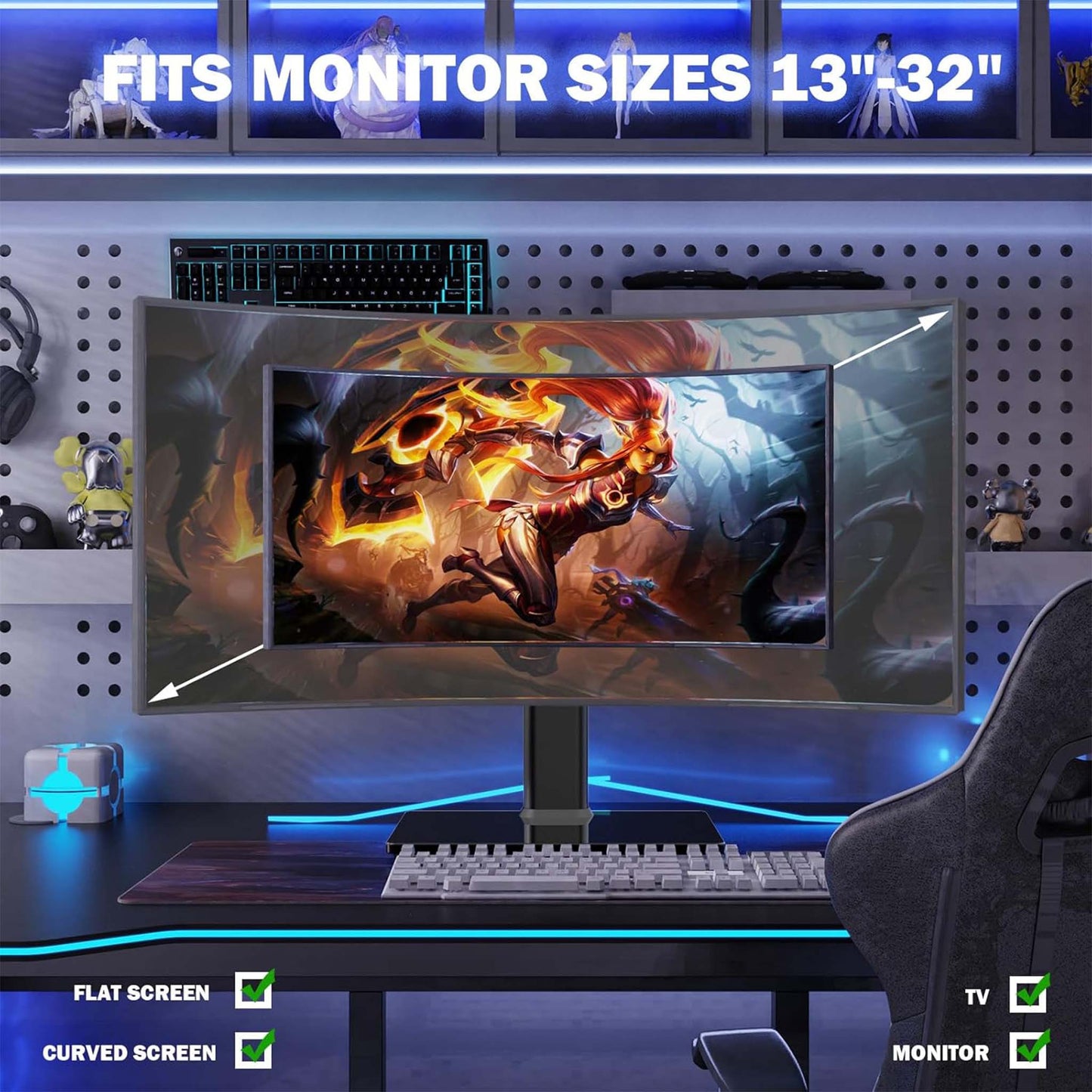TV and Computer Monitor Stand  Adjustable Riser for Screen Elevation and Desk Organization