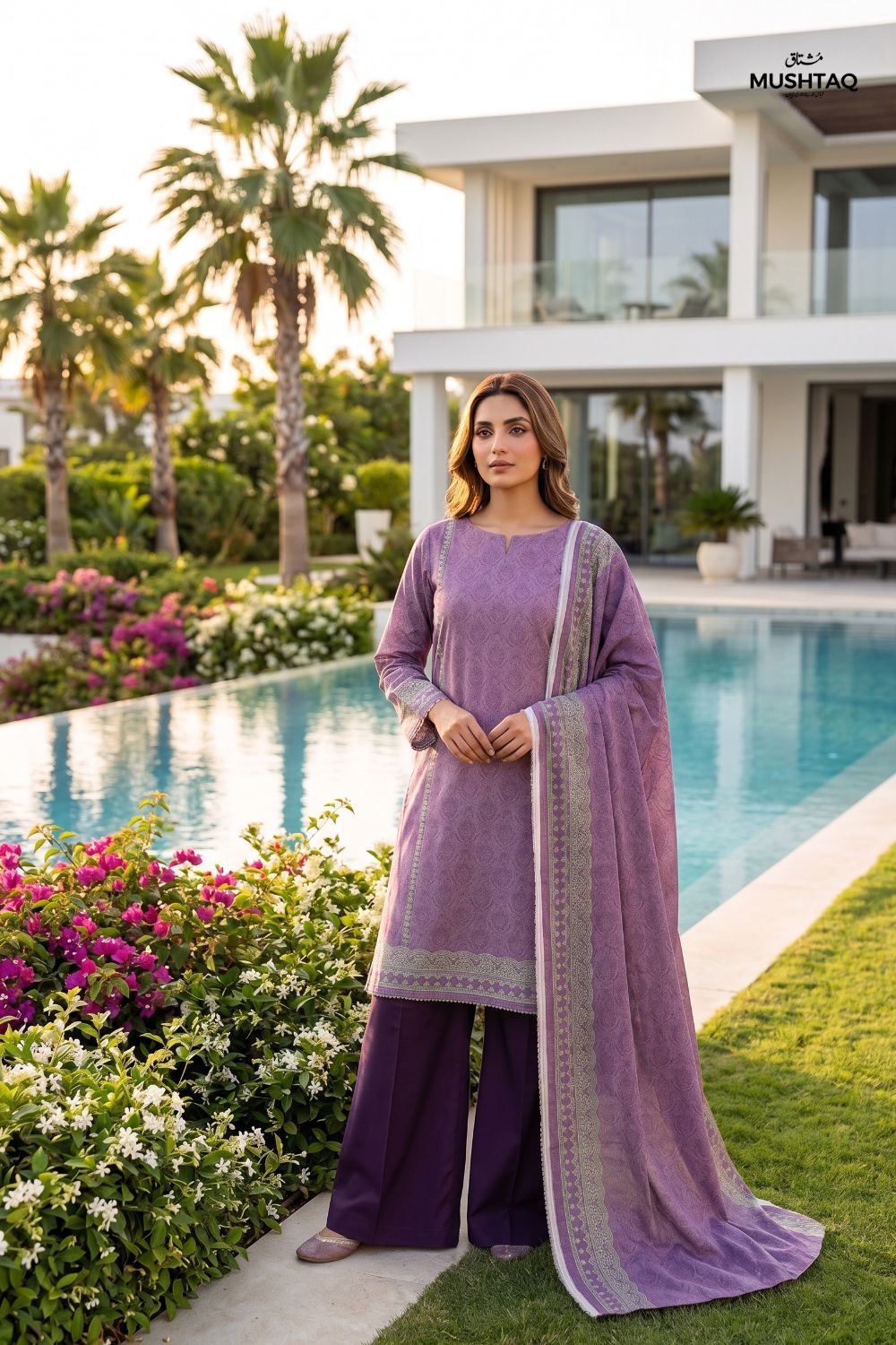Mushtaq 3Pcs Unstitched Printed Lawn Sapphire Collection Desgin - 3