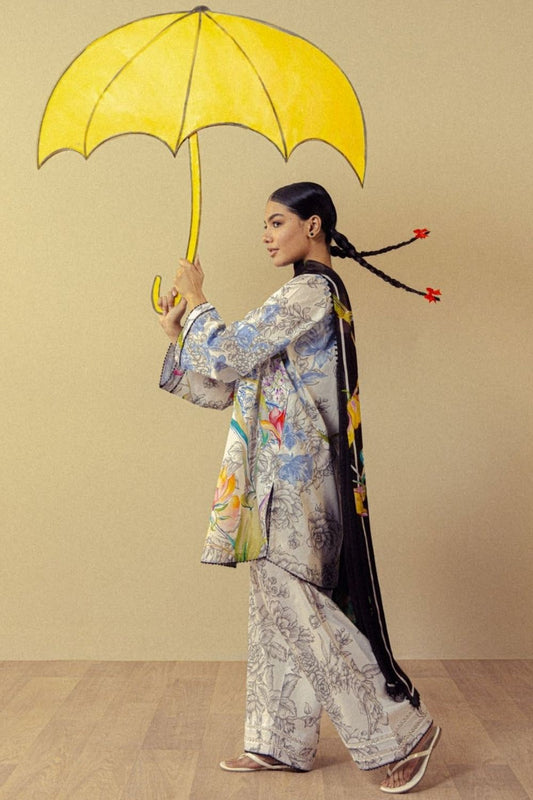Zara Shahjahan 3 Pc Unstitched  Printed Lawn Suit Fiora-2A