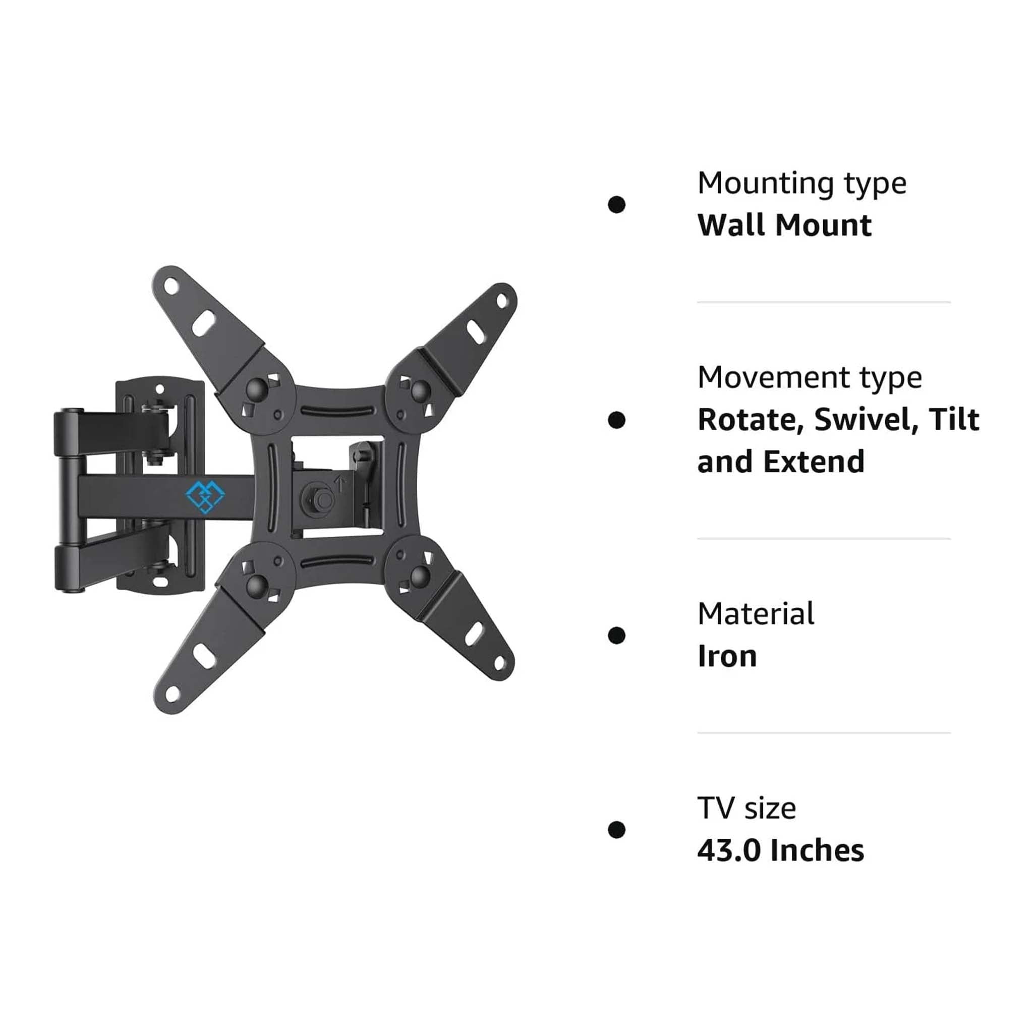 Medium Full Motion TV Wall Mount  Adjustable Tilt Bracket for Flat Screen TVs
