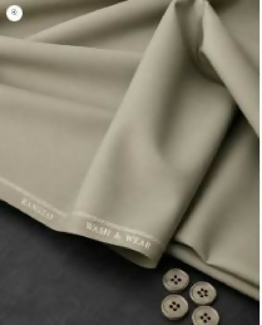 Olive Wash n Wear unstitched four meter fabric