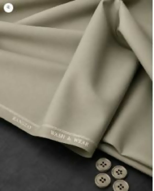 Olive Wash n Wear unstitched four meter fabric