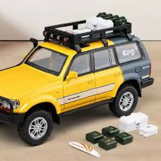 Toyota Land Cruiser LC80 Model Car Sports Car Alloy Metal Pull Back Car Diecast Metal Pullback Toy Car with Openable Doors and Light Music Toys for Kids Random Color