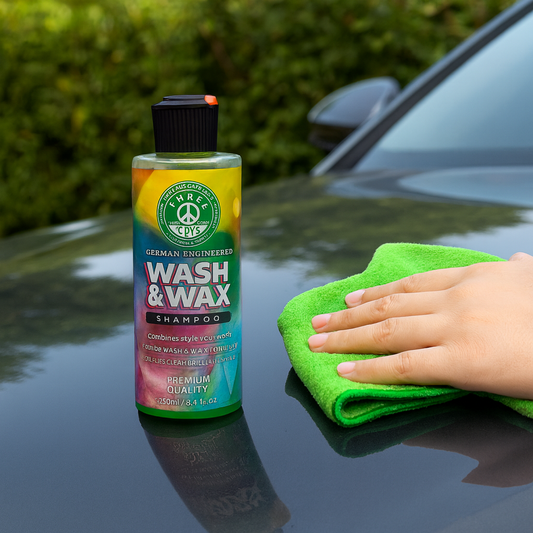 Three Guys Wash and Wax Shampoo 250ML  Premium 2 in 1 Car Cleaner and Wax for Deep Shine and Protection