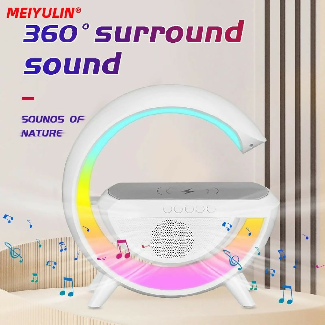 G Lamp Smart Bluetooth Speaker Wireless Fast Charger Station LED RGB Desk Light Support TF Card AUX For IPhone 14 13 Samsung Powerbank