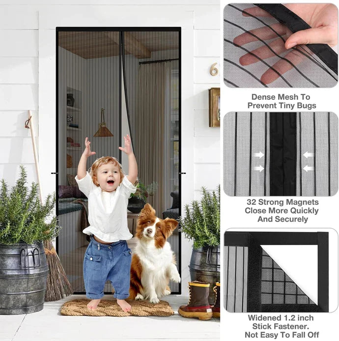 (Free Deliverey) Mosquito Door Net Mesh Screen – Magnetic Hands Free Closer