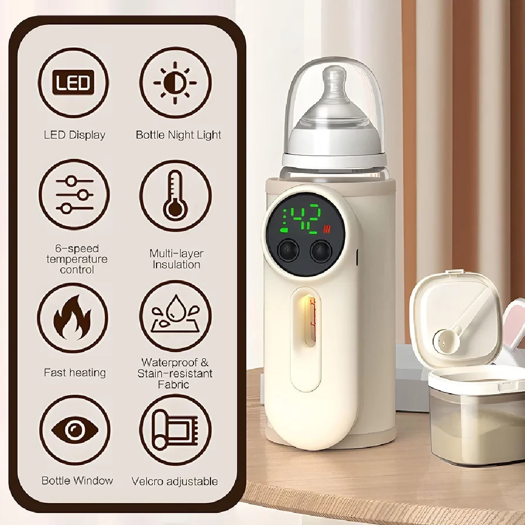 Portable Baby Bottle Warmer Portable Bottle Warmer for Travel Upgraded Baby Milk Warmer for Breastmilk or Formula Bottle Warmer On The Go with Milk Volume Window 6 Temperature Control 8000 MAh