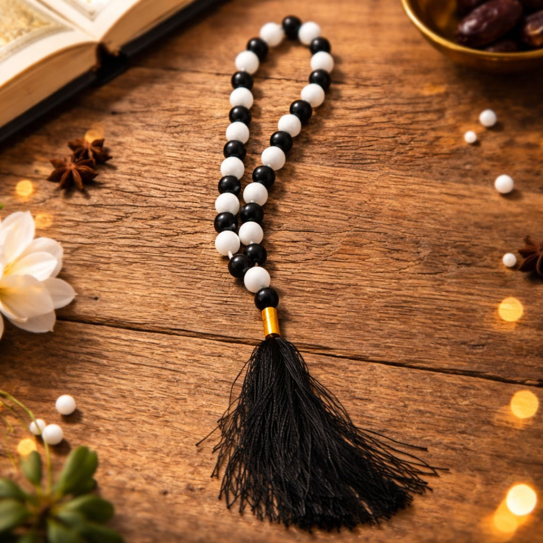 Elegant Black White Dhikr Tasbeeh