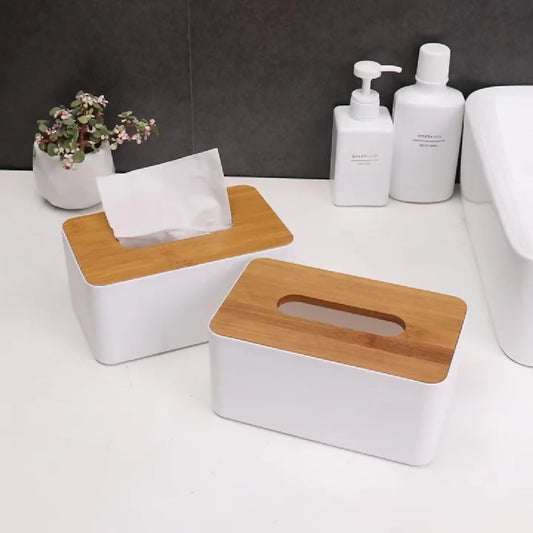 wooden style Tissue Box Plastic Detachable Rectangle Minimally Designed Paper Box for Household Dining Table Living Room Bathroom