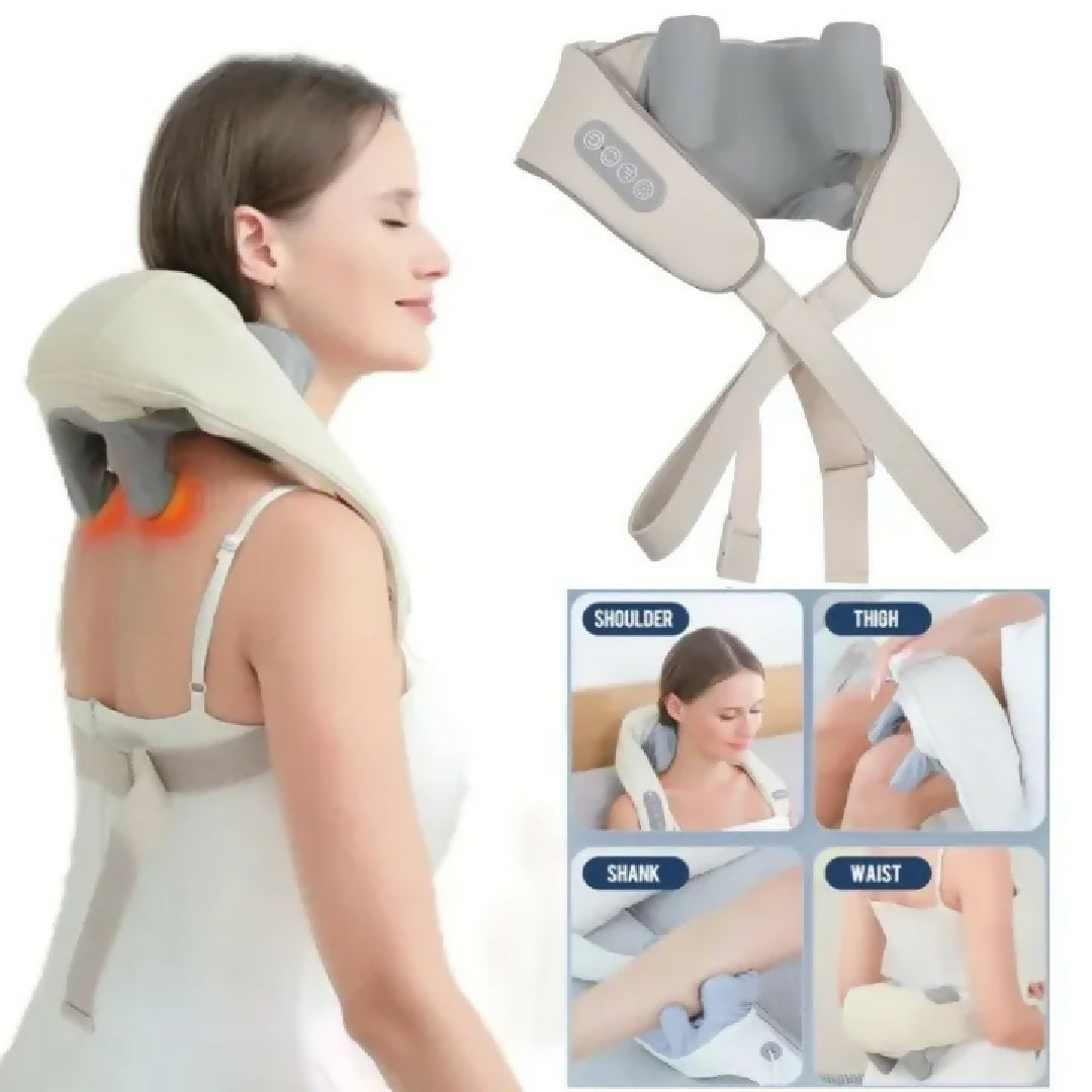 Shoulder and Back Massager all in one Electric Neck Shoulder Massager with Heat Deep Tissue Kneading Pain Relief for Trapezius Cervical Abdominal Muscles Ergonomic Design Adjustable Intensity Portable Stress Relief Device By Usmans Hub