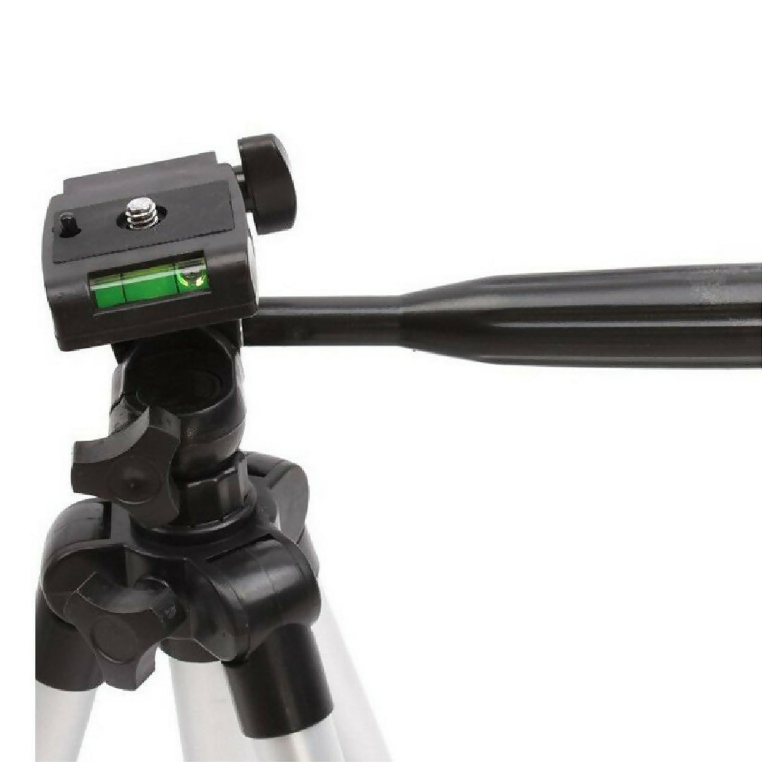 Adjustable Tripod Stand for Mobile Phones and Cameras with Mobile Holder Portable DSLR Stand for Vlogging Universal Silver Model 3110 and Bag