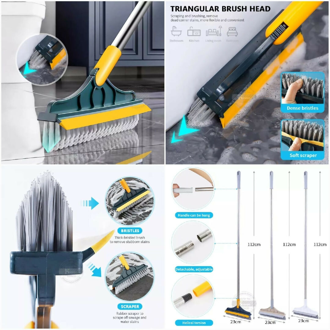2-in-1 Floor Cleaning Brush with 120 Degree Rotatable Head - Scrub Brush for Bathroom Tiles Windows and Floors - Household Cleaning Tool
