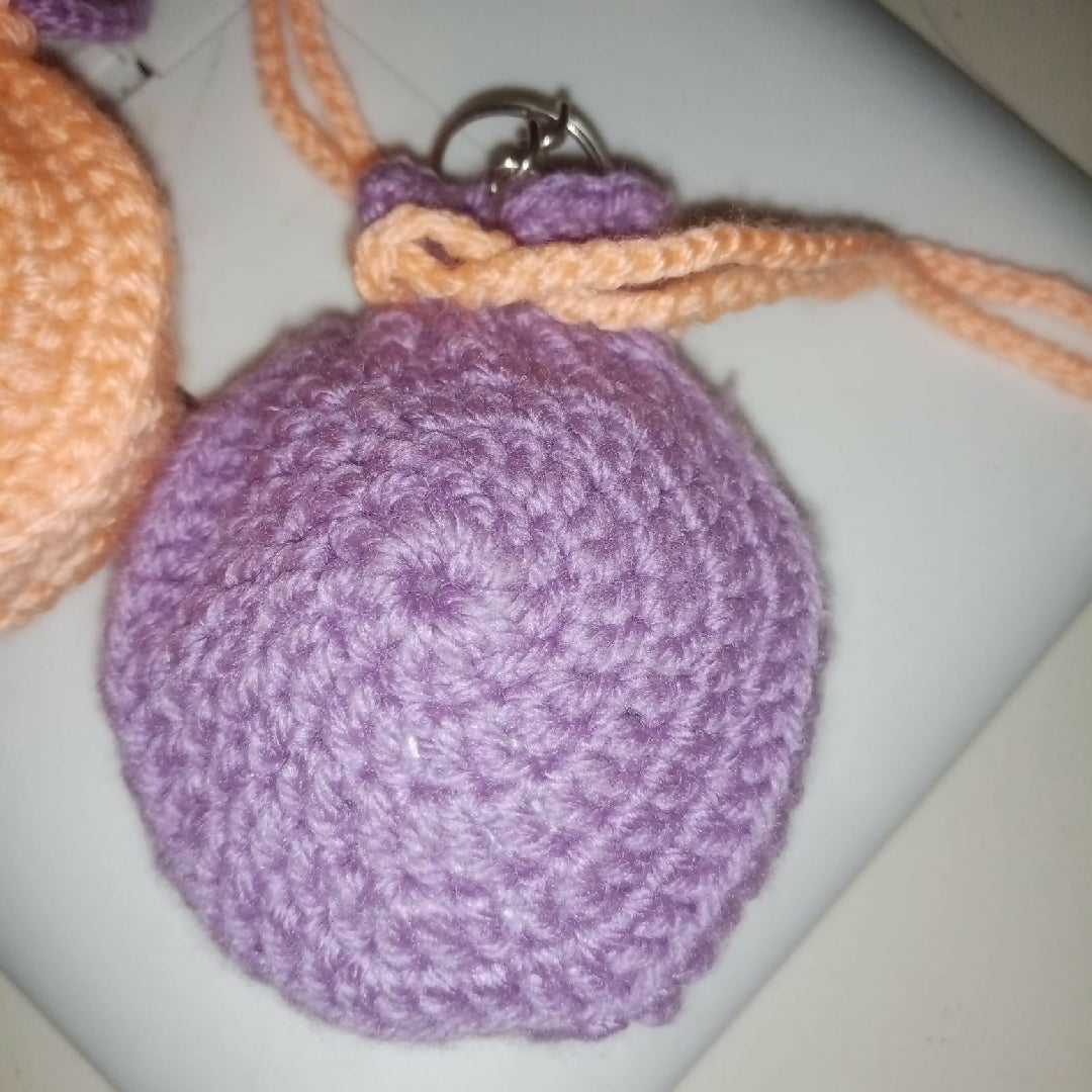 2pcs Mini Crochet Pouch Cute Coin Purses Handmade Coin Purse Jewelry Crochet Pouch Small Bag Drawstring Knitting Wallet for Women Change Keychain Earbuds Dice