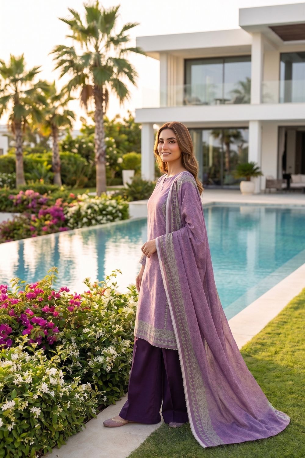 Mushtaq 3Pcs Unstitched Printed Lawn Sapphire Collection Desgin - 3