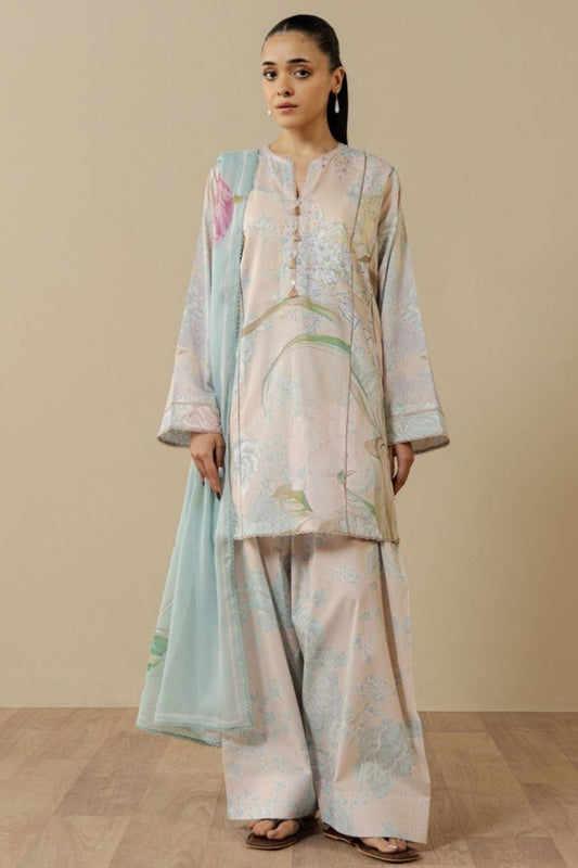 Zara Shahjahan 3 Pc Unstitched  Printed Lawn Suit Fiora-2B
