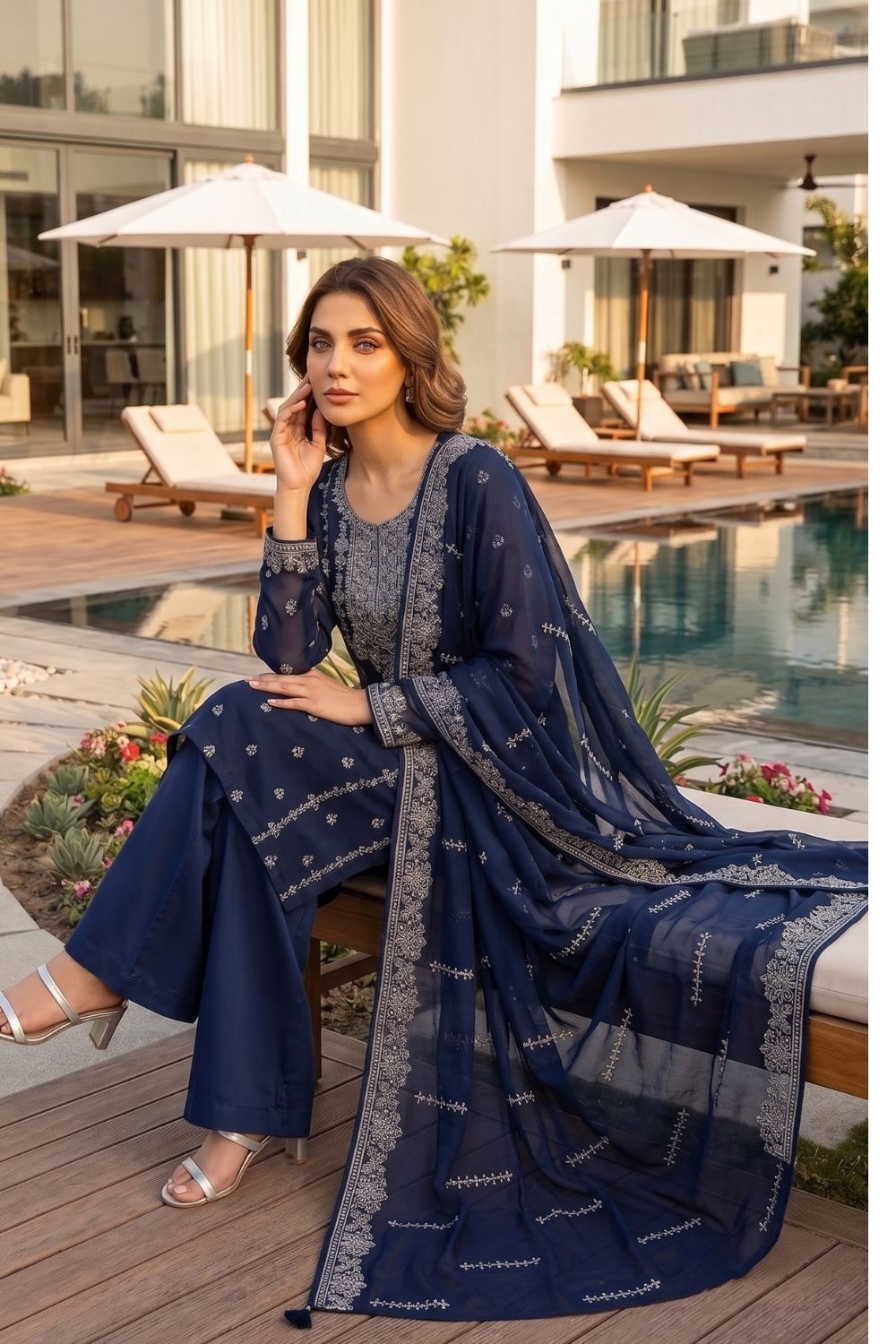 Mushtaq 4PCS Embroidered Chiffon Collection Desgin - 3