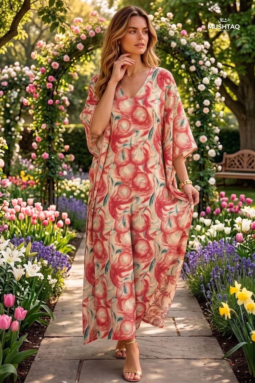 Mushtaq 2Pcs Stitched Printed Kaftan Collection Desgin - 4