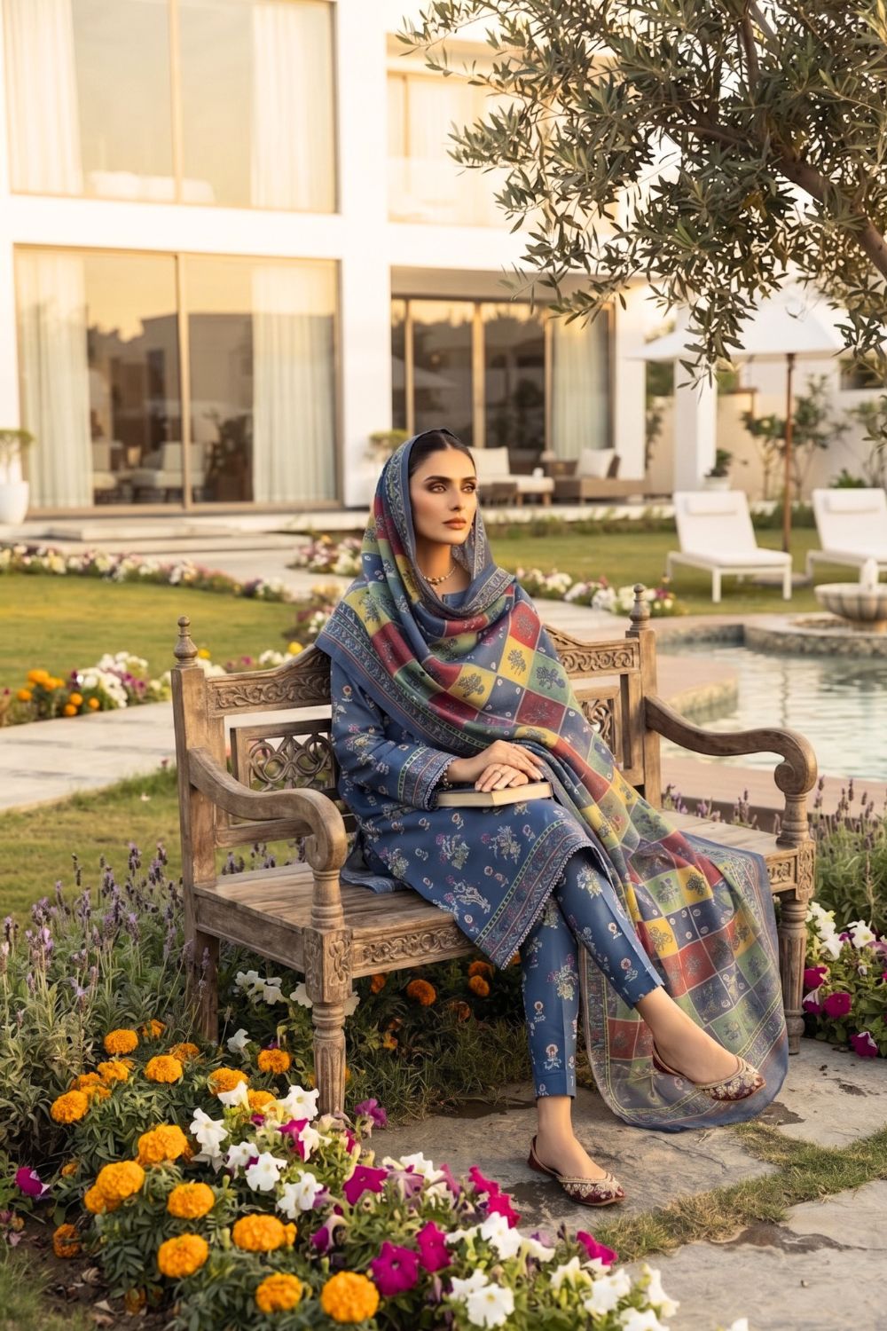 Mushtaq 3Pcs Unstitched Printed Lawn Naari Collection Desgin - 3