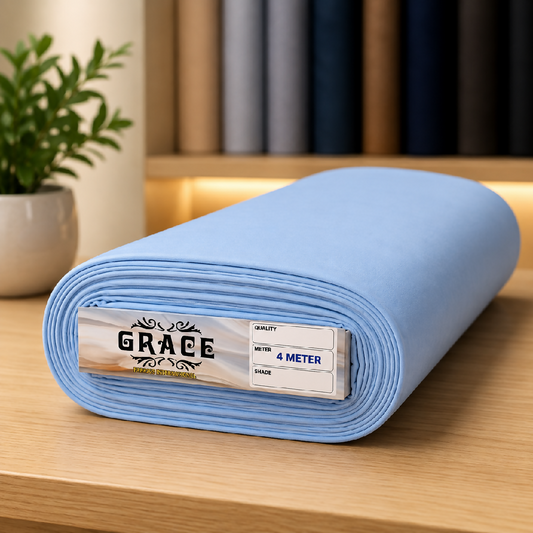 Premium Wash Wear Unstitched Suit Fabric Sky Blue 4 Meter