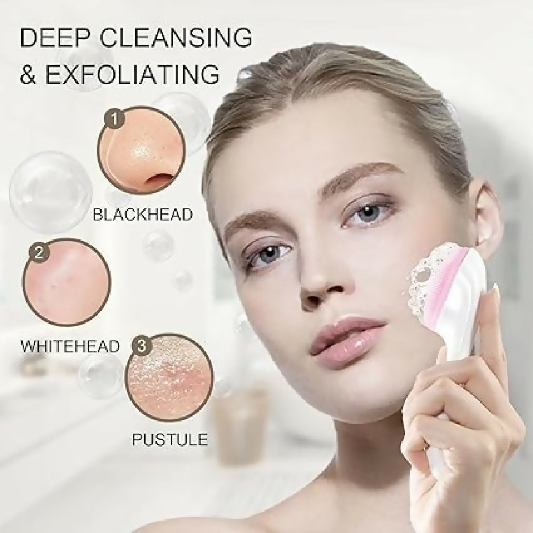 1 PCs Silicone Face Scrubber Exfoliating Brush Manual Handheld Massager Facial Cleansing and Blackhead Scrubber Soft Bristles for Face Skincare Random Color
