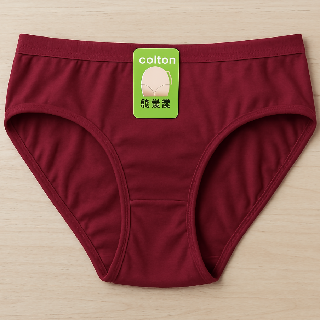 Jersey Plain Panty for Women - Soft Lightweight Comfortable Everyday Underwear - Breathable Jersey Fabric in Maroon - Large