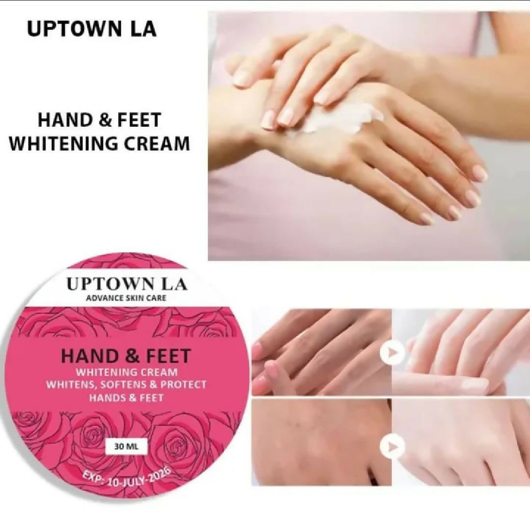 Uptown LA Hand Or Feet Whitening Cream Deep Moisturizing Brightening Care For Soft Smooth Glowing Skin